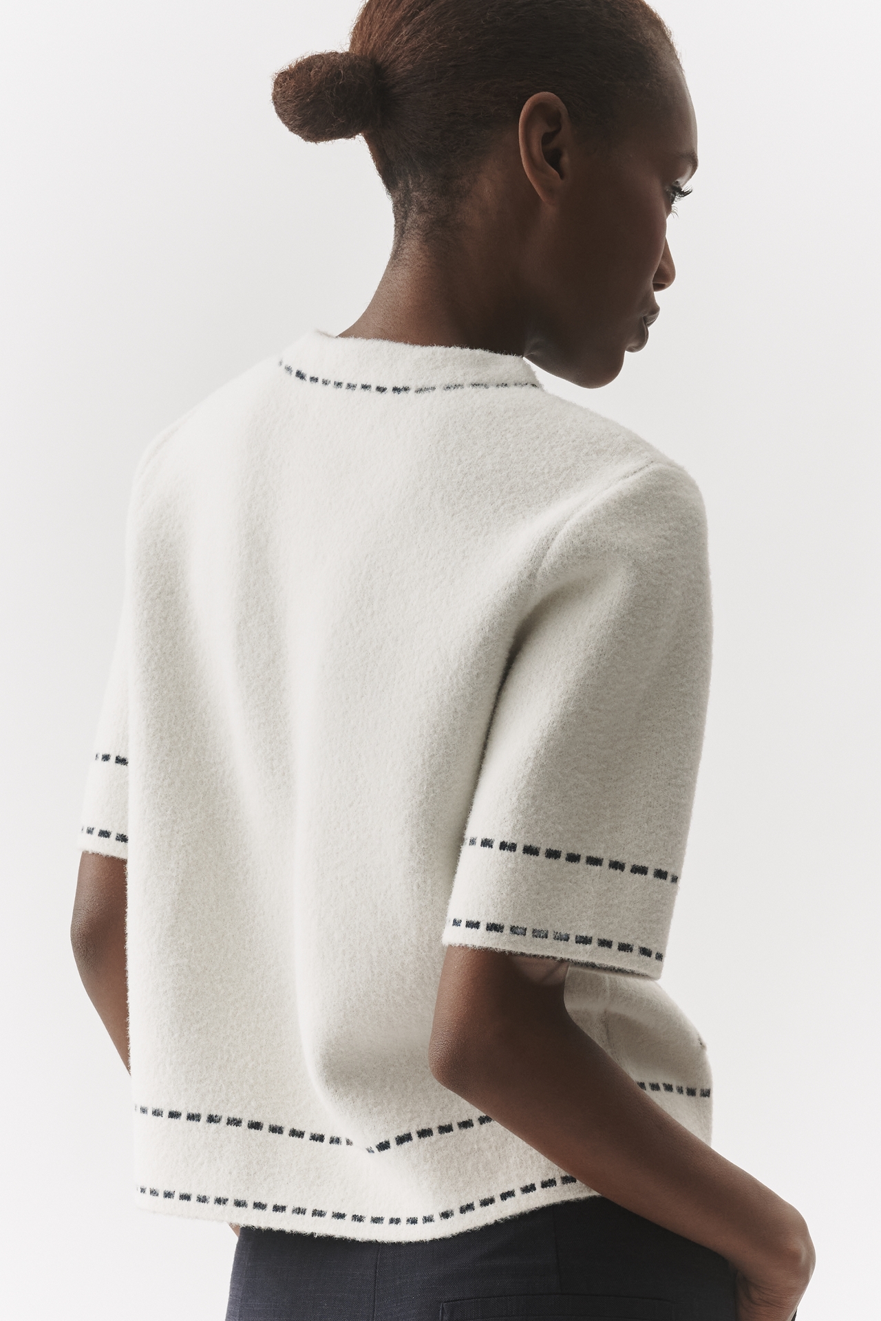 NVLT Eyelash Knit Elbow Sleeve Jacket