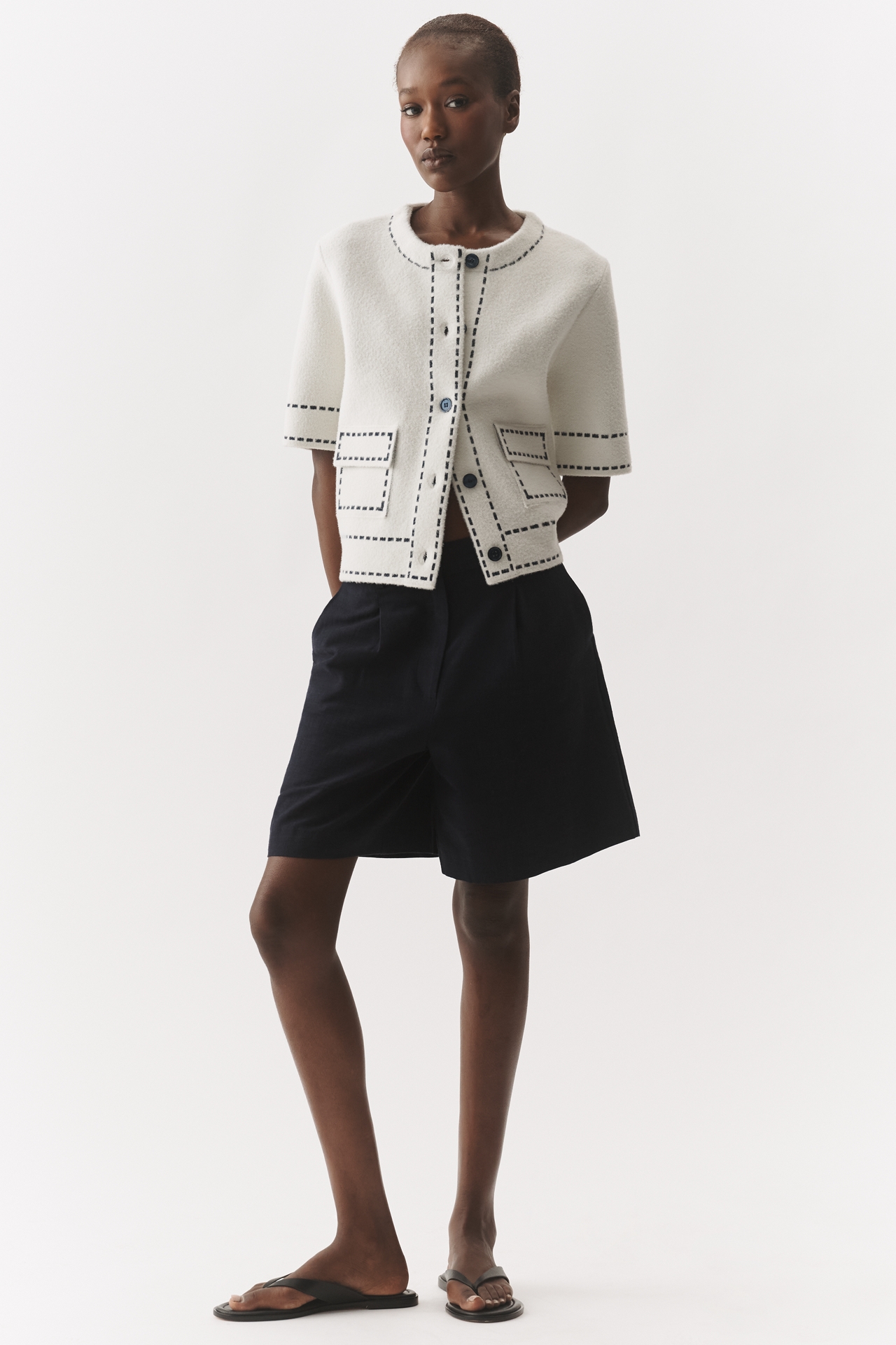 NVLT Eyelash Knit Elbow Sleeve Jacket