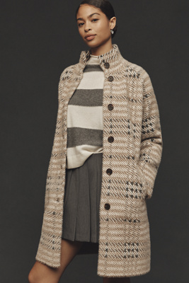 NVLT Eyelash Knit Houndstooth Plaid Coatigan | Anthropologie