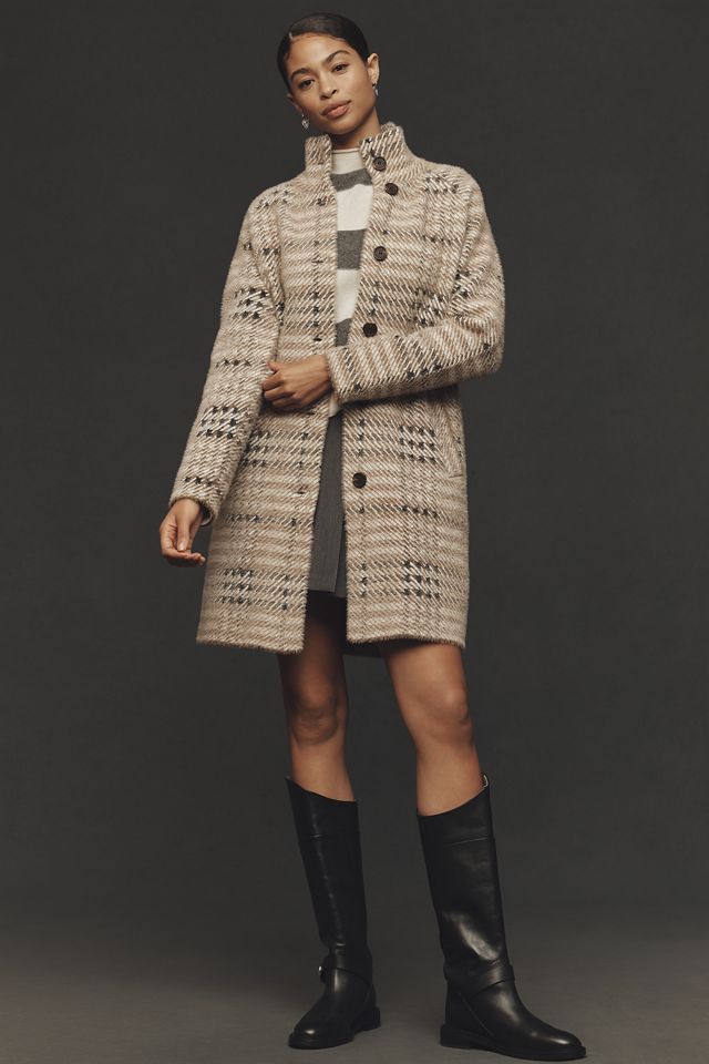 NVLT Eyelash Knit Houndstooth Plaid Coatigan | Anthropologie