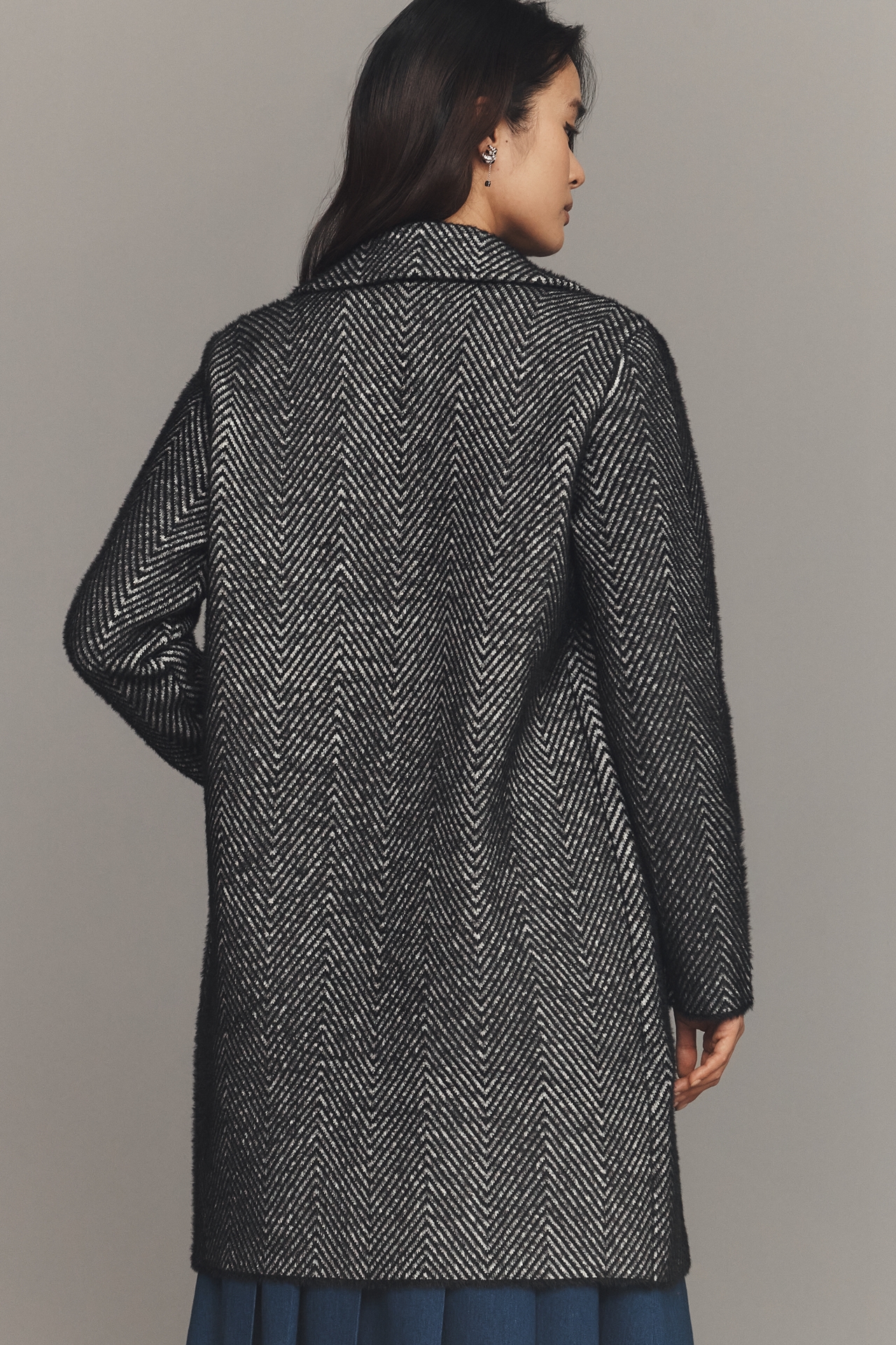 NVLT Eyelash Knit Chevron Coatigan