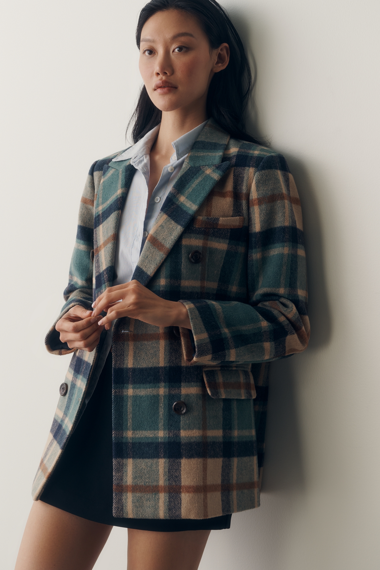 NVLT Plaid Double-Breasted Blazer