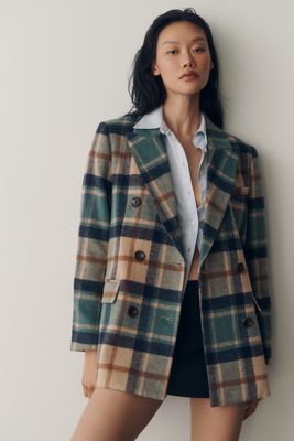 NVLT Plaid Double-Breasted Blazer