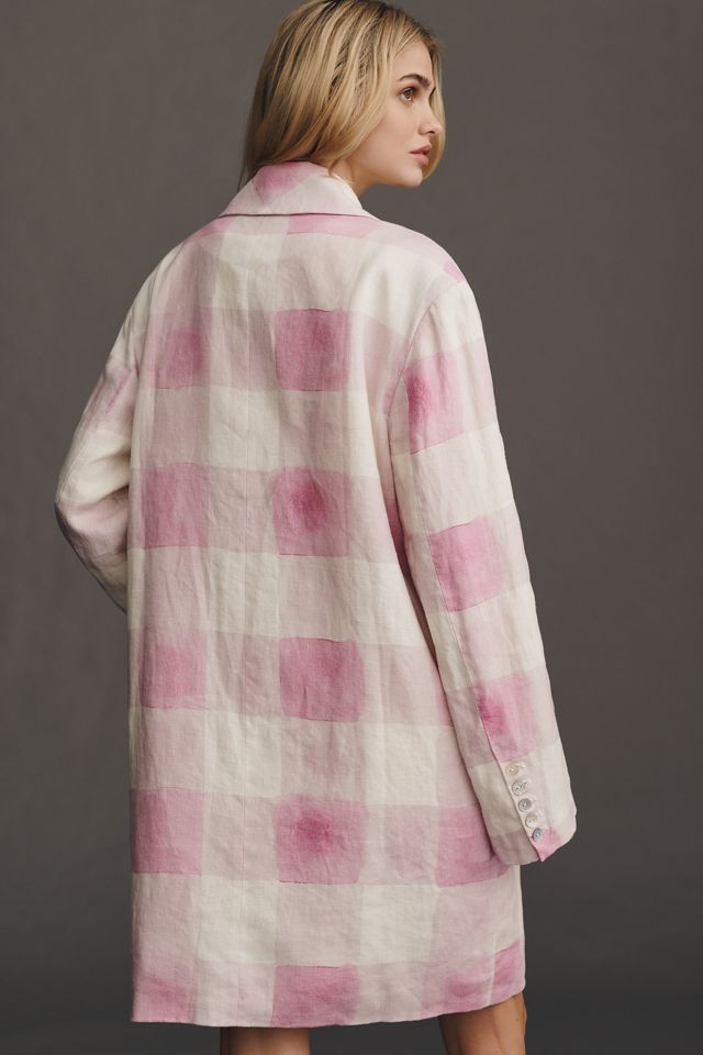 Hope for Flowers by Tracy Reese Linen Gingham Long Chore Coat #2
