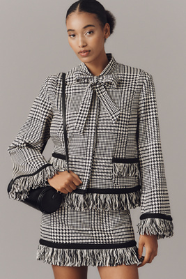 Hope For Flowers By Tracy Reese Fringe Bow Jacket In Gray
