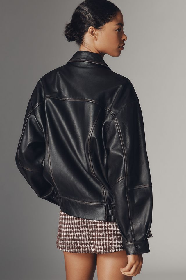 Pilcro Real Leather Bomber Jacket #3