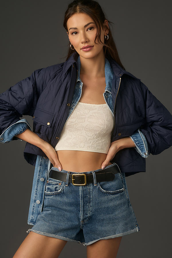 Save The Duck Maggie Quilted Cropped Jacket In Blue