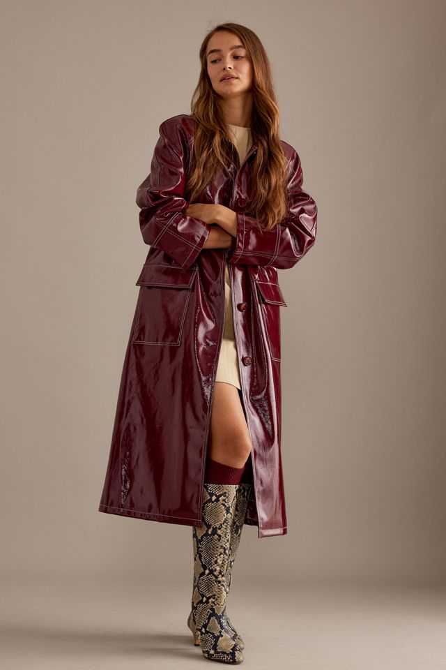 By Anthropologie High-Shine PU Car Coat #1