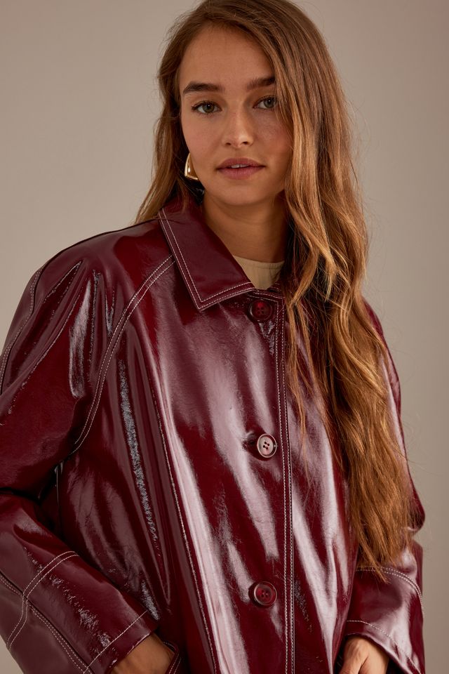 By Anthropologie High-Shine PU Car Coat #2