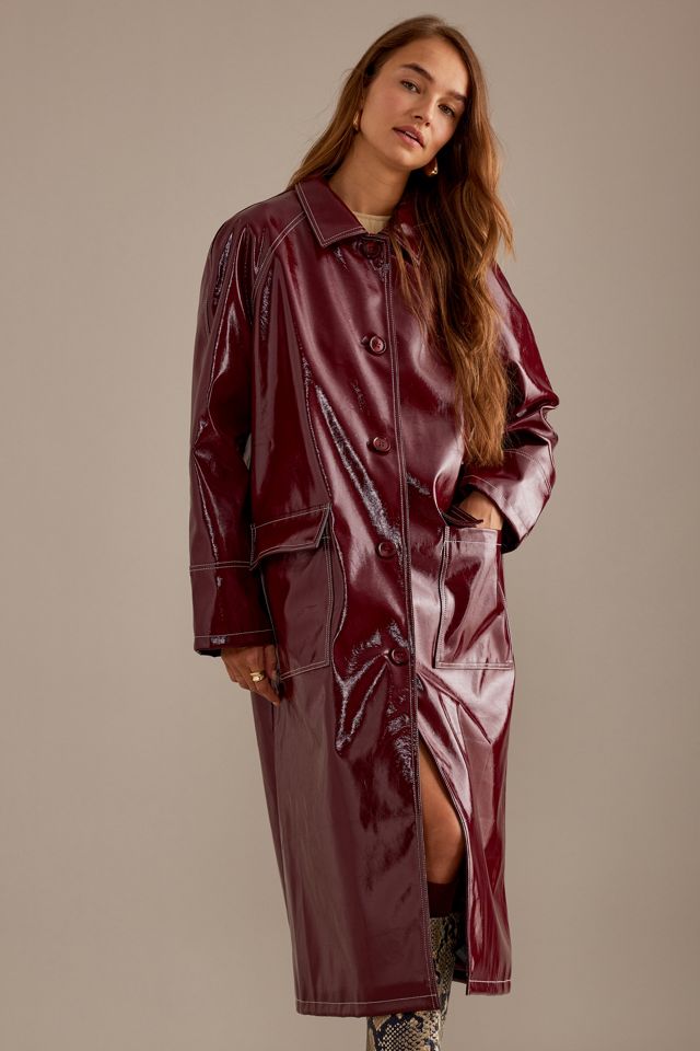 By Anthropologie High-Shine PU Car Coat #3