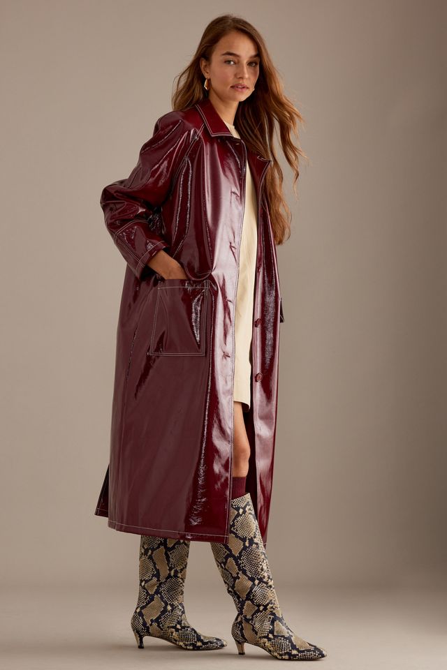 By Anthropologie High-Shine PU Car Coat #4
