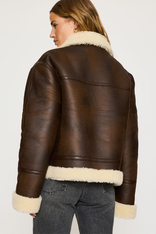 By Anthropologie Brown Aviator Jacket #3