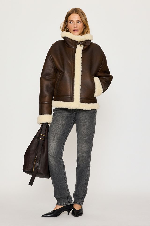 By Anthropologie Brown Aviator Jacket #1