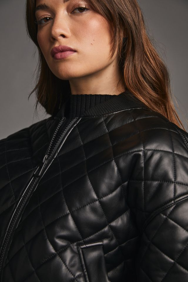 Good American Faux Leather Quilted Bomber Jacket #2