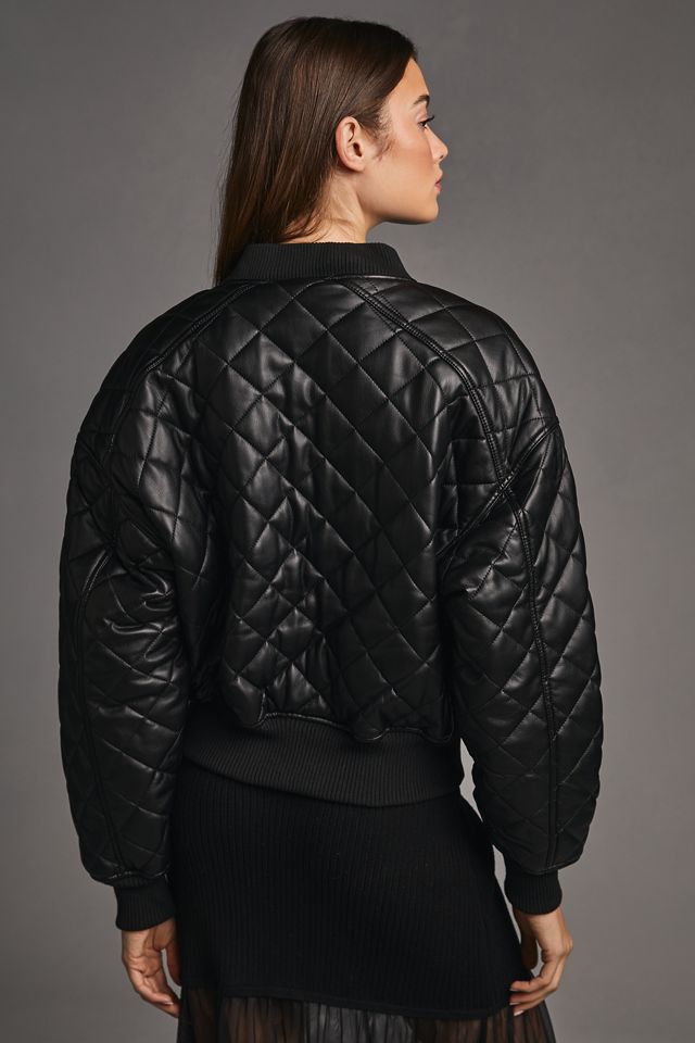 Good American Faux Leather Quilted Bomber Jacket #3