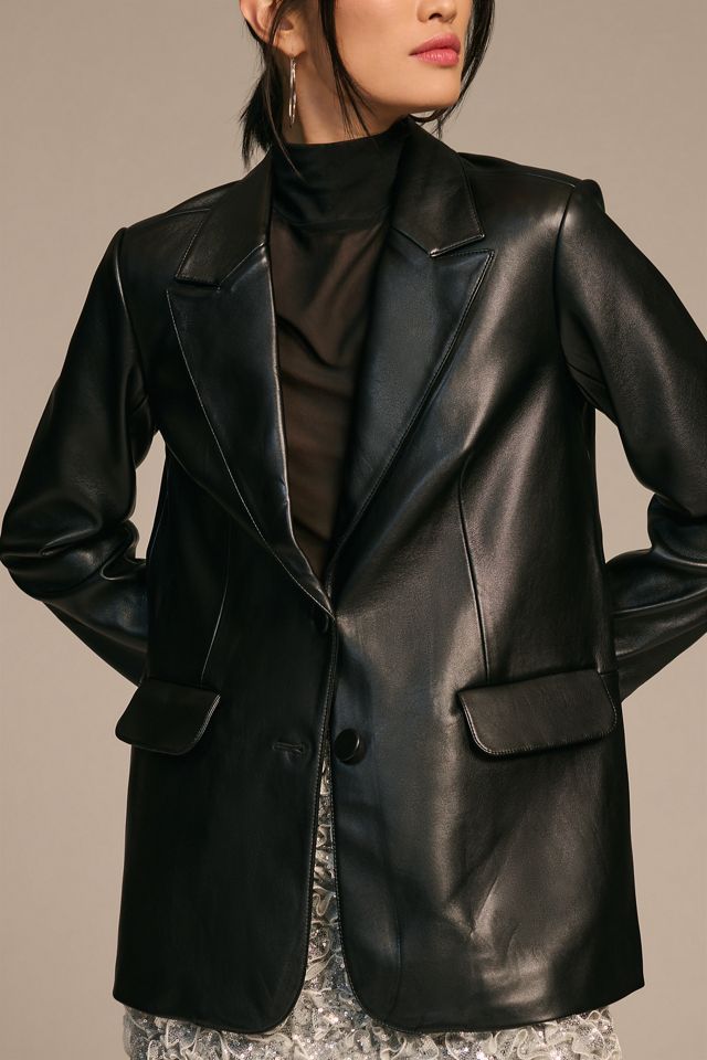 Good American Faux Leather Blazer #5