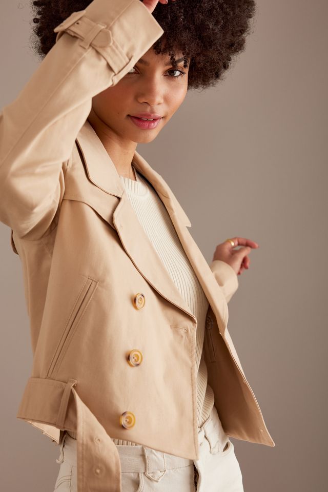 Good American Cropped Belted Trench Coat #3