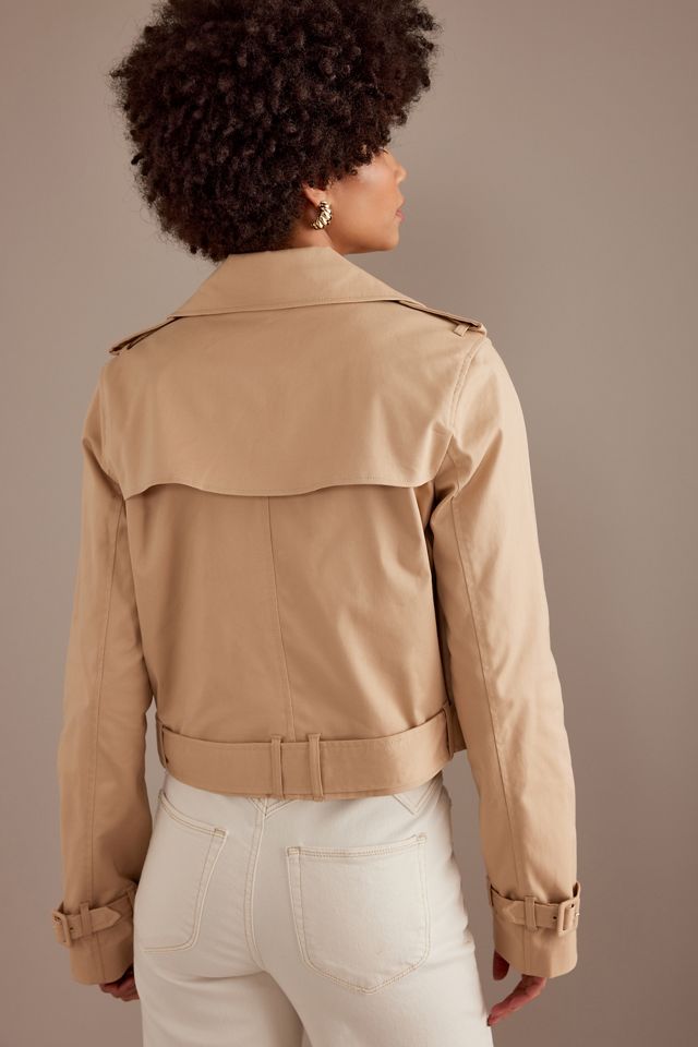 Good American Cropped Belted Trench Coat #5