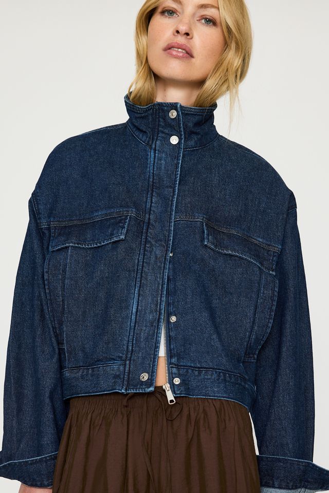 Good American Giacca Bomber in Denim #3