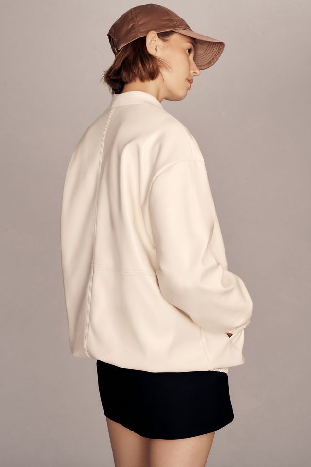 Maeve Oversized Buttery Faux-Leather Bomber Jacket #1