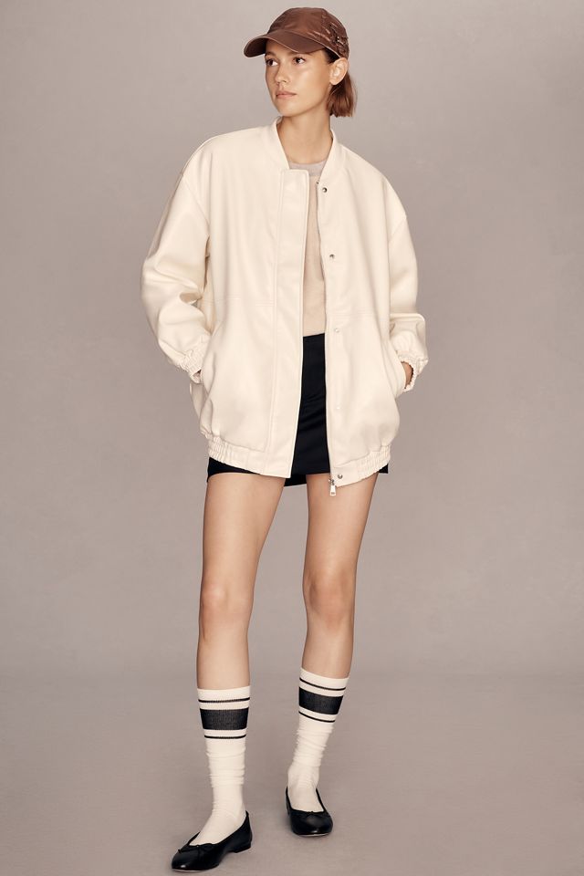 Maeve Oversized Buttery Faux-Leather Bomber Jacket #2