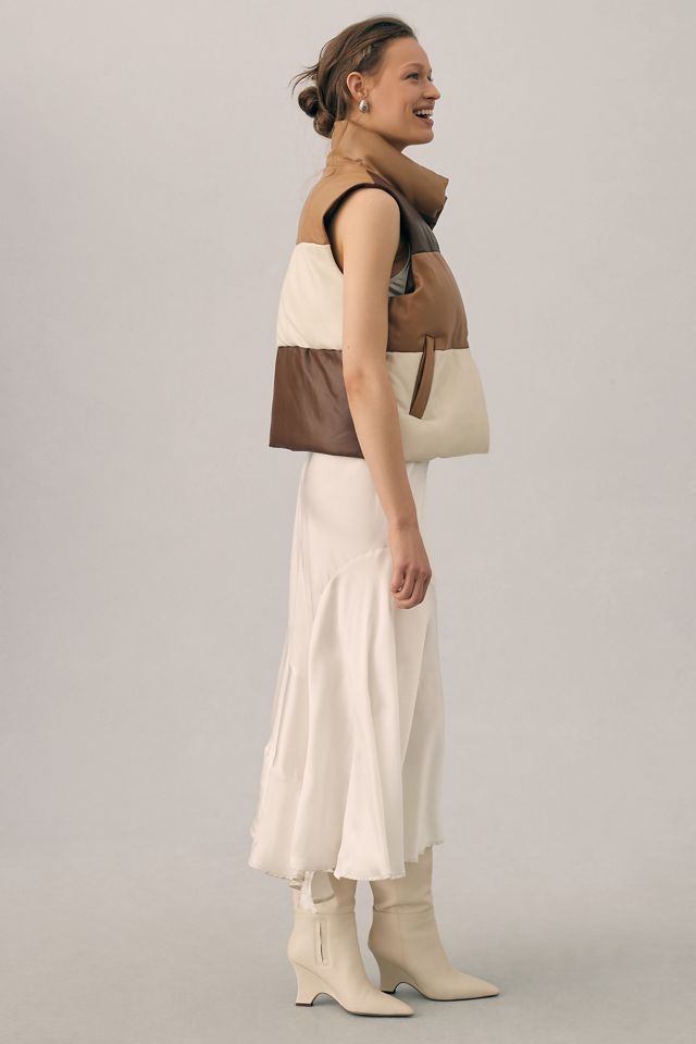 By Anthropologie Faux Leather Colorblock Vest #2