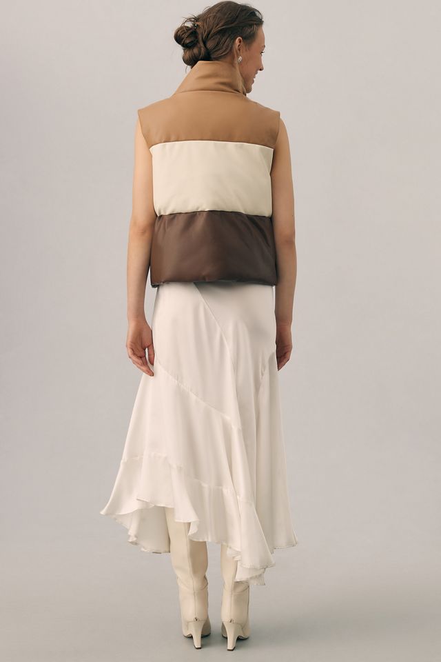 By Anthropologie Faux Leather Colorblock Vest #3