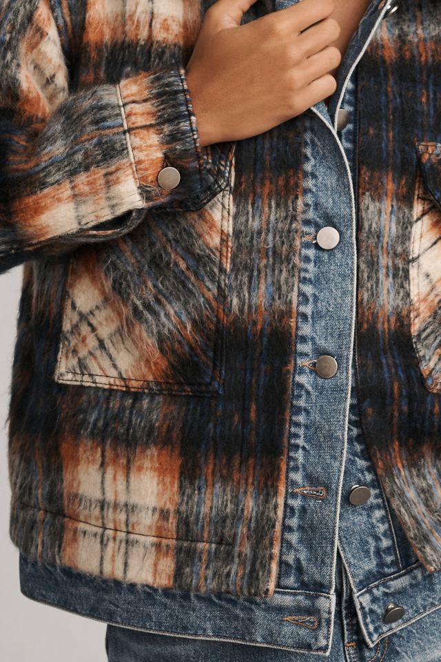 Pilcro Plaid Denim Mix Jacket | Anthropologie