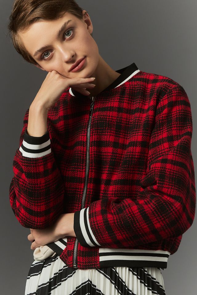 Maeve Plaid Tweed Sporty Bomber Jacket Anthropologie