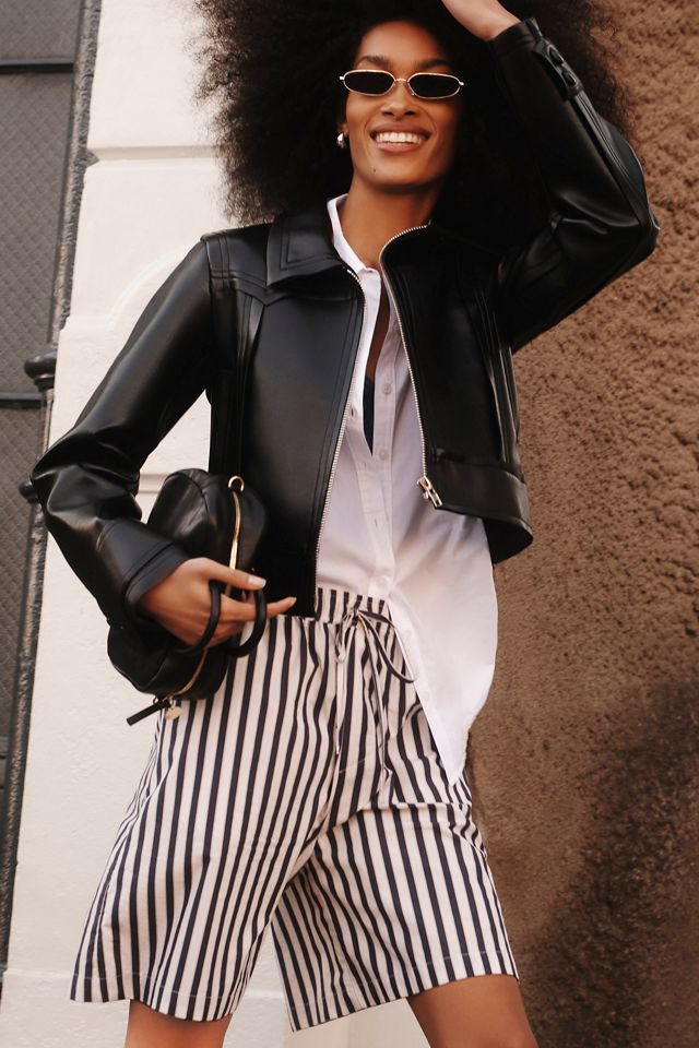 By Anthropologie Cropped Faux Leather Jacket | Anthropologie