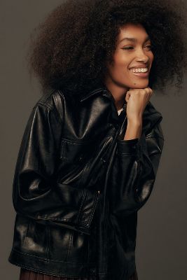 Black Leather Jackets Moto Cropped Oversized Anthropologie