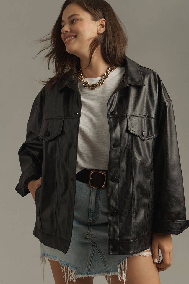 Pilcro Faux Leather Boyfriend Shacket #11