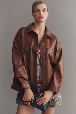 Pilcro The Weston Boyfriend Jacket By : Faux Leather Edition In Brown