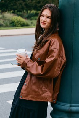 The Weston Faux-Leather Boyfriend Jacket by Pilcro