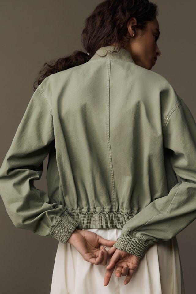 Pilcro Canvas Cropped Bomber Jacket #3