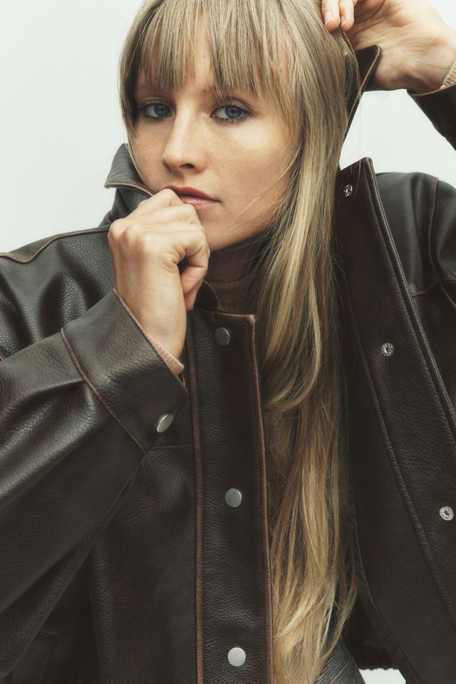 Pilcro Oversized Washed Faux Leather Jacket #7