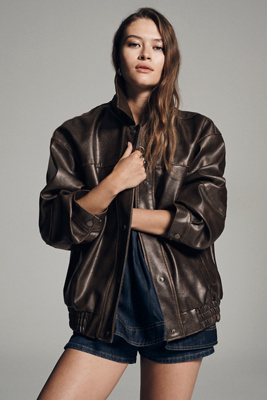Pilcro Oversized Washed Faux-Leather Jacket | Anthropologie