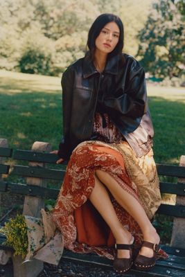 Reagan Faux Leather Bomber by Pilcro