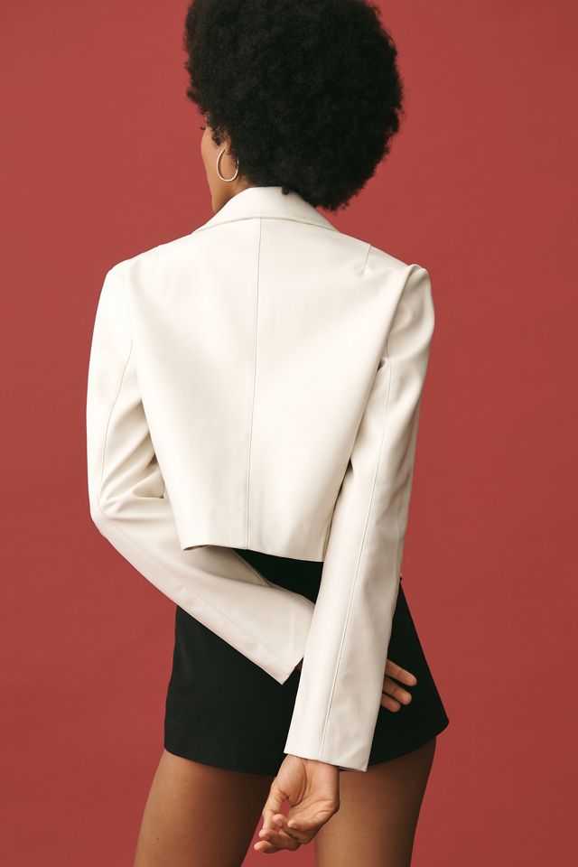 Maeve Faux Leather Collared Crop Jacket #2