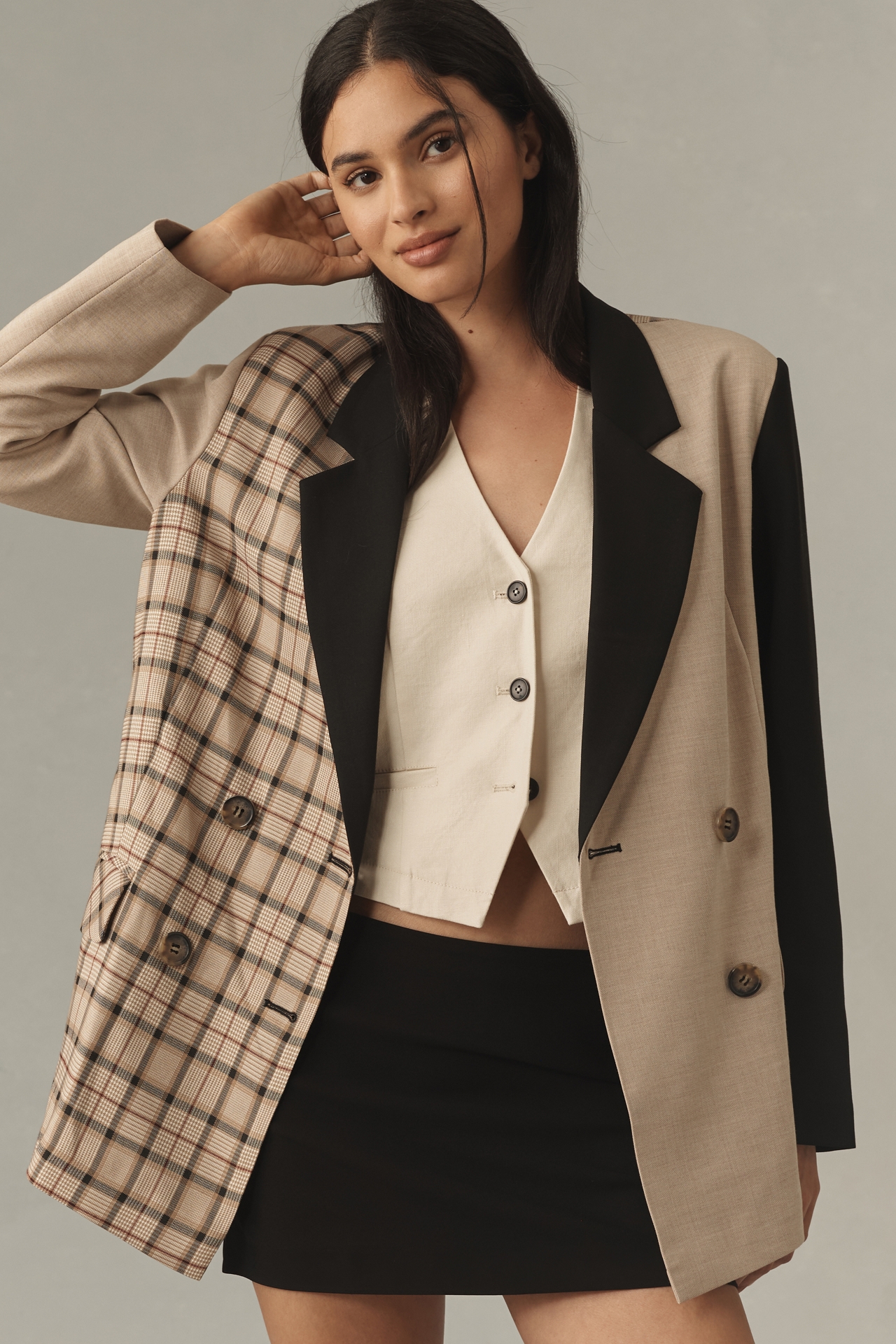 Maeve Mixed Patterns Blazer