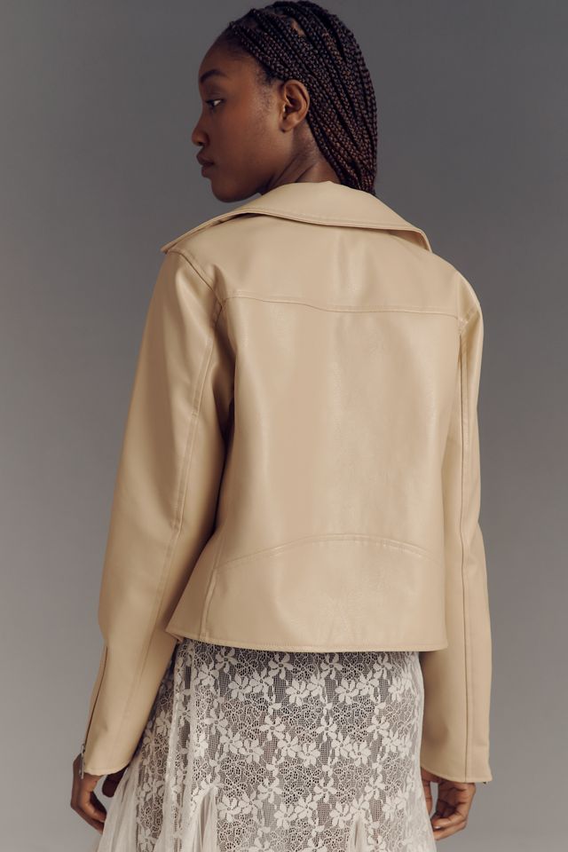 ★SCULPTOR★ Portrait Neck Faux Leather Jacket Taupe SC24A10 Portrait Neck Faux Leather Jacket Taupe – Sculptor