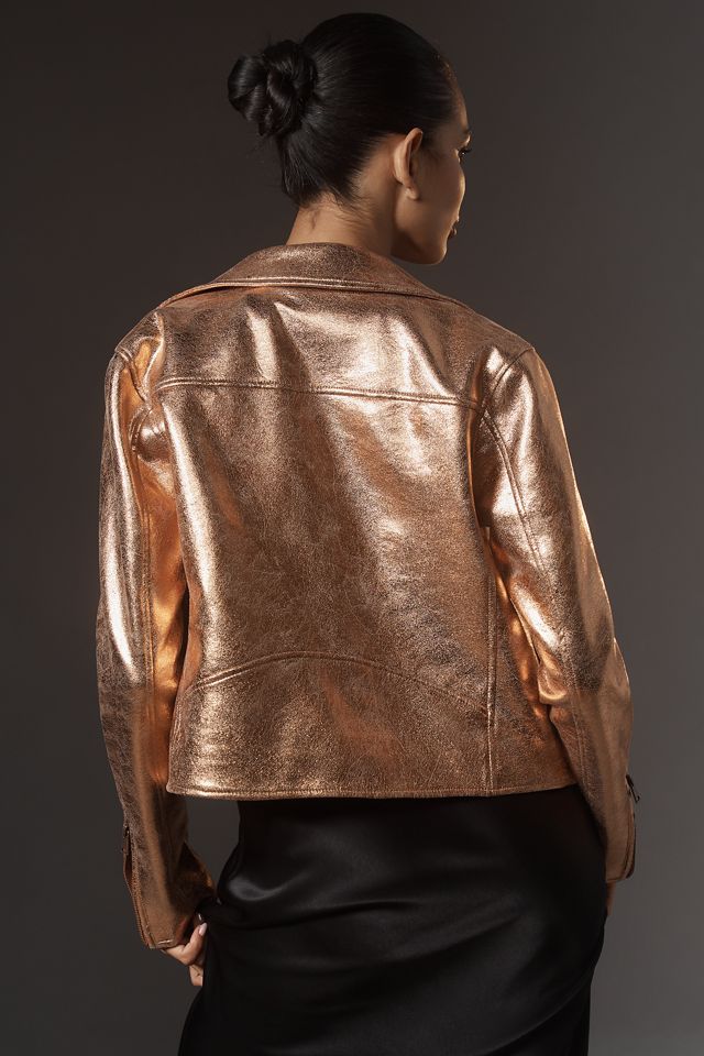 The Saige Metallic Faux-Leather Moto Jacket #1
