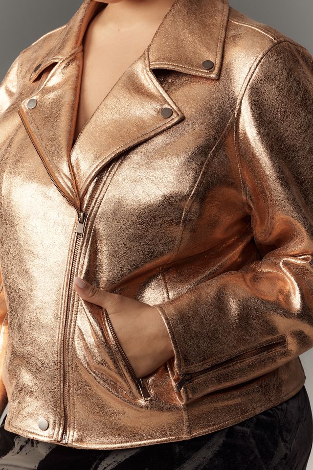 The Saige Metallic Faux-Leather Moto Jacket #5