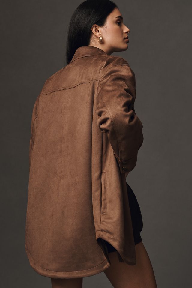 The Tillie Relaxed Faux-Suede Shacket by Pilcro | Anthropologie