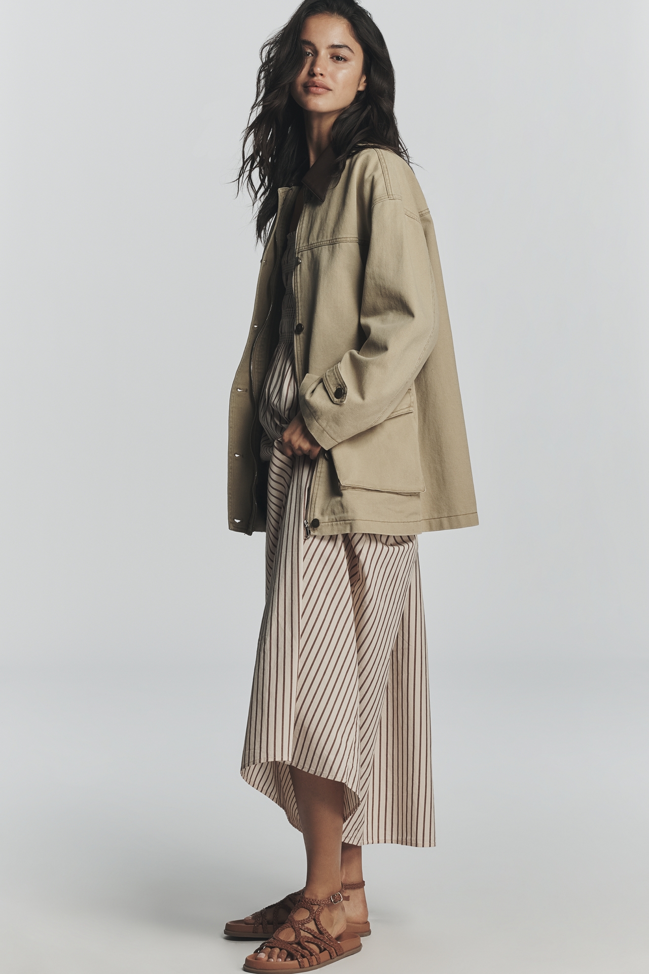 Pilcro Faux-Leather Collar Barn Jacket