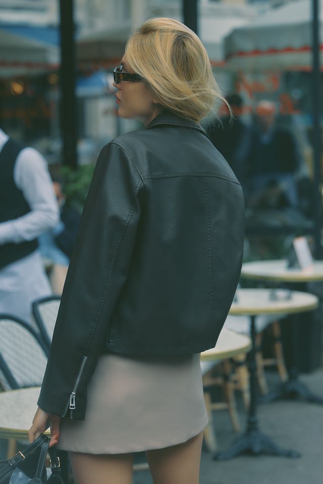 Pilcro Washed Faux Leather Cropped Moto Jacket #3