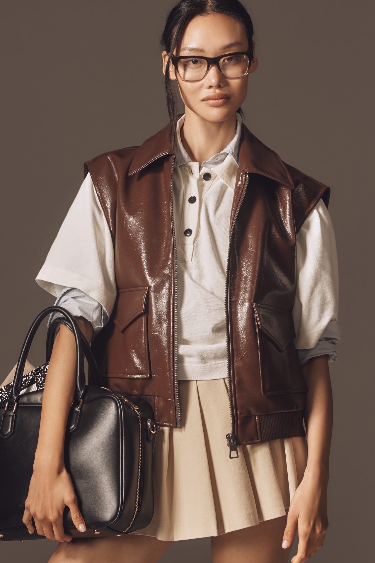 Maeve Faux-Leather Utility Vest