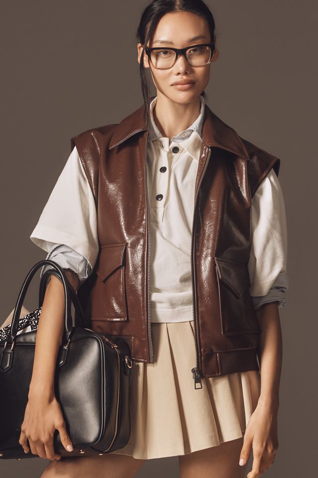 Maeve Faux-Leather Utility Vest #2