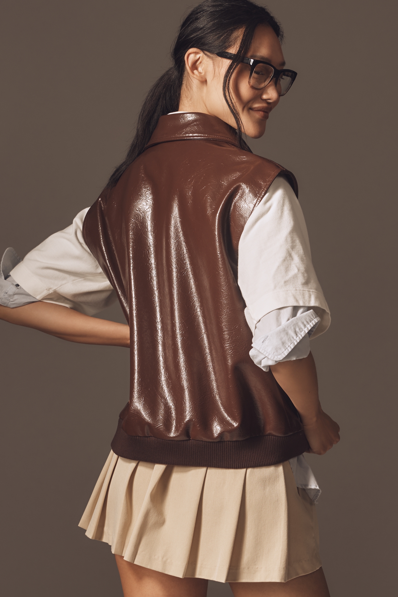 Maeve Faux-Leather Utility Vest