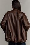 Pilcro Sofia Faux-Leather Long Bomber Jacket